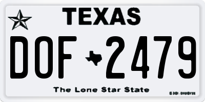 TX license plate DOF2479