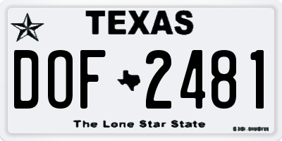 TX license plate DOF2481