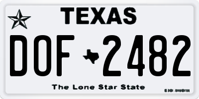 TX license plate DOF2482