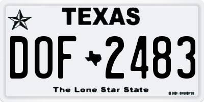 TX license plate DOF2483