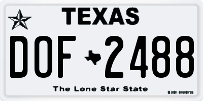 TX license plate DOF2488