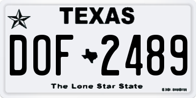 TX license plate DOF2489