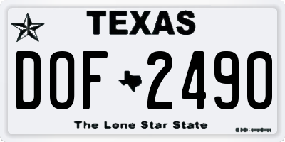 TX license plate DOF2490