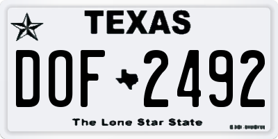 TX license plate DOF2492