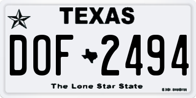 TX license plate DOF2494