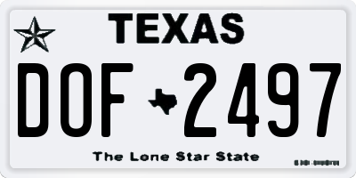 TX license plate DOF2497