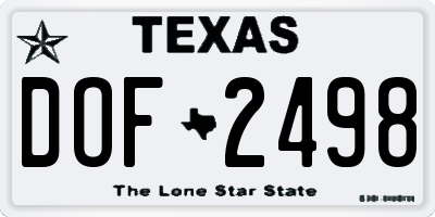 TX license plate DOF2498