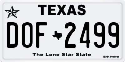 TX license plate DOF2499