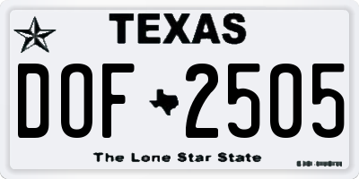 TX license plate DOF2505