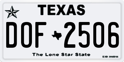 TX license plate DOF2506