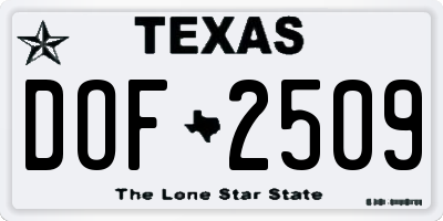 TX license plate DOF2509