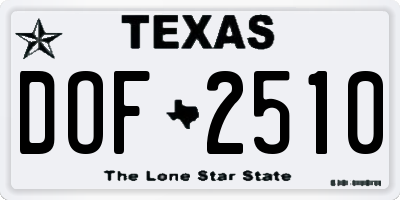 TX license plate DOF2510
