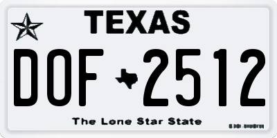 TX license plate DOF2512