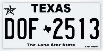 TX license plate DOF2513