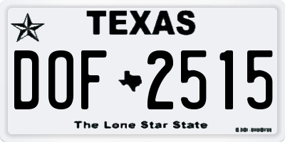 TX license plate DOF2515