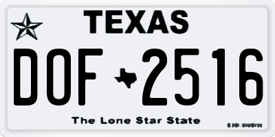 TX license plate DOF2516
