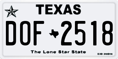 TX license plate DOF2518