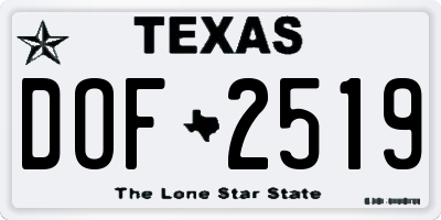 TX license plate DOF2519
