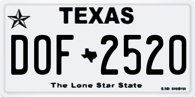 TX license plate DOF2520