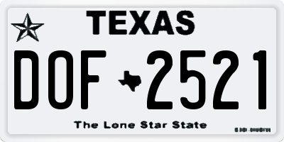 TX license plate DOF2521