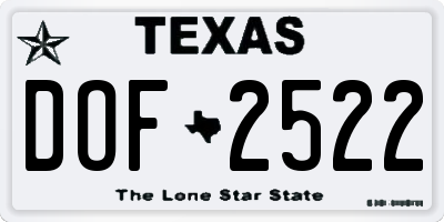 TX license plate DOF2522