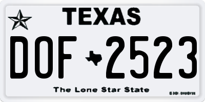 TX license plate DOF2523