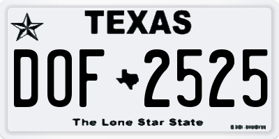 TX license plate DOF2525