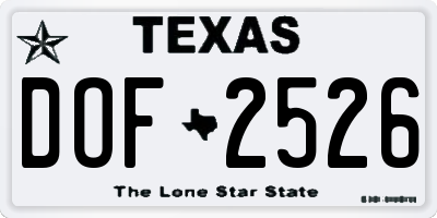 TX license plate DOF2526