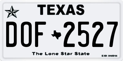 TX license plate DOF2527