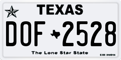TX license plate DOF2528