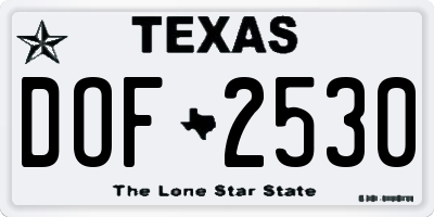 TX license plate DOF2530