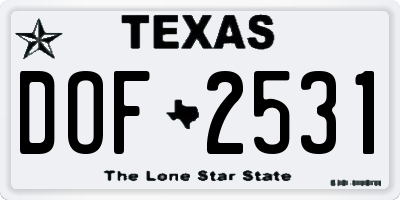 TX license plate DOF2531