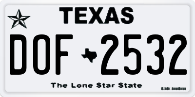 TX license plate DOF2532
