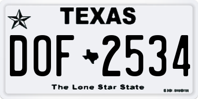 TX license plate DOF2534
