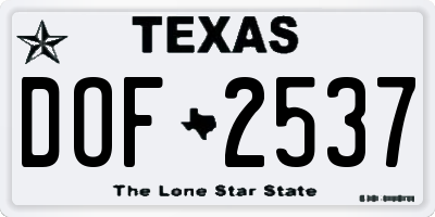 TX license plate DOF2537