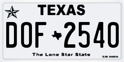 TX license plate DOF2540