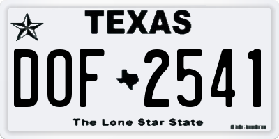 TX license plate DOF2541