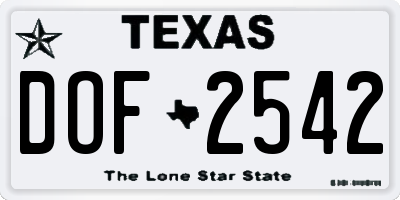 TX license plate DOF2542