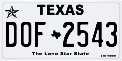 TX license plate DOF2543