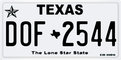 TX license plate DOF2544