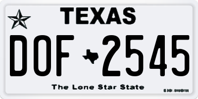 TX license plate DOF2545