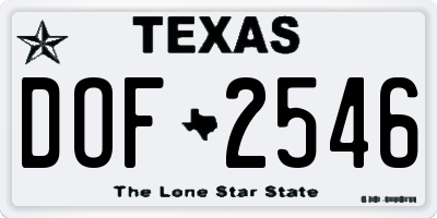TX license plate DOF2546