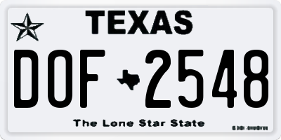 TX license plate DOF2548