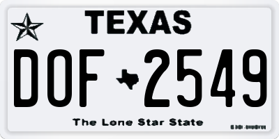 TX license plate DOF2549