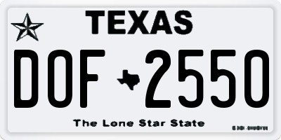 TX license plate DOF2550