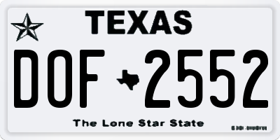 TX license plate DOF2552