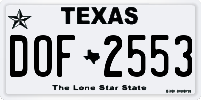 TX license plate DOF2553