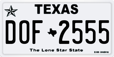 TX license plate DOF2555