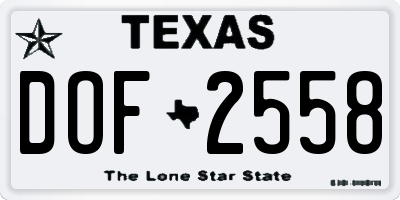 TX license plate DOF2558
