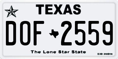 TX license plate DOF2559